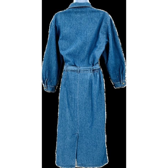 Giorgio Sant Angelo Denim Shirt Dress Size 8  70's Belted Long Sleeve Collared - Picture 5 of 12